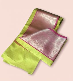 Lime Yellow Green and Hot Pink Saree